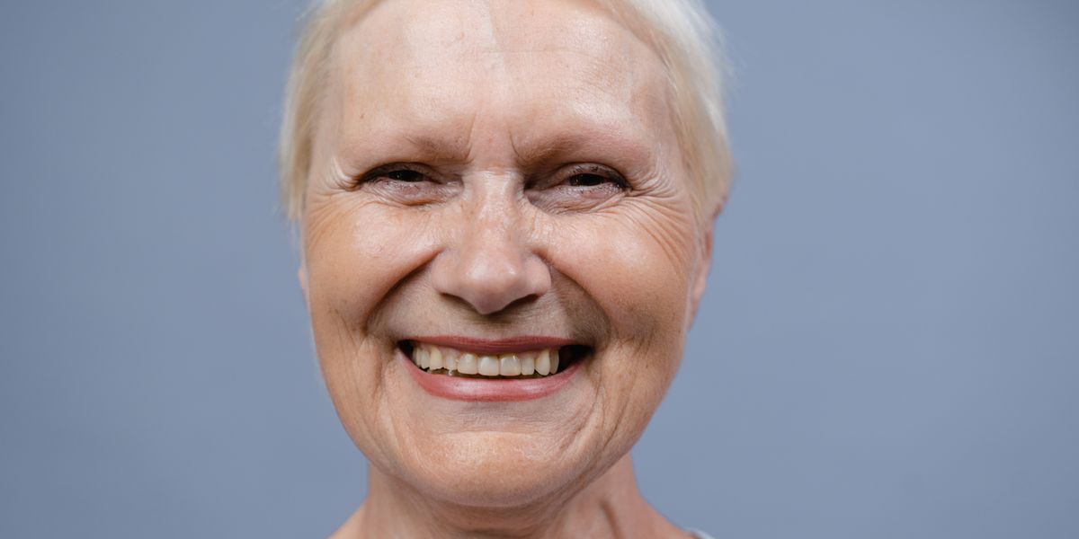 A joyful senior woman