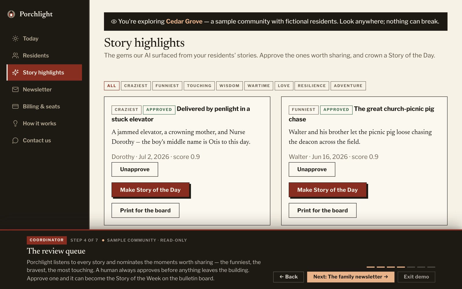 Story highlights review queue